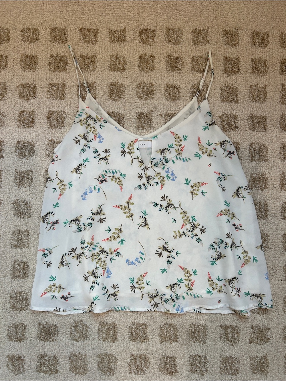 Lush White Floral V-Neck Camisole
